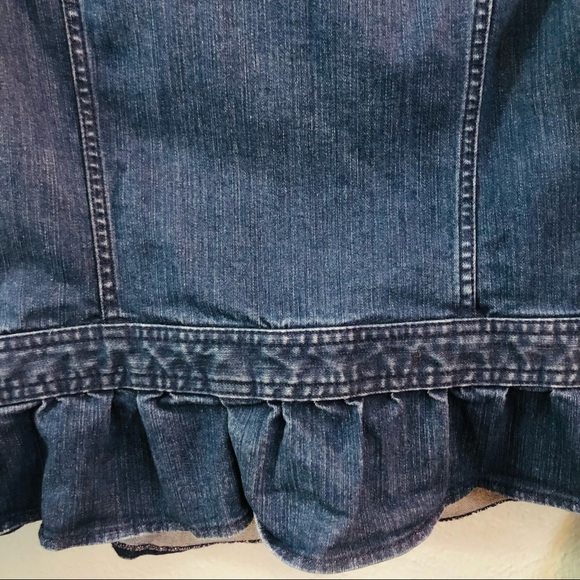 Talbots Blue Jean Jacket with Ruffle Hem - Picture 8 of 10
